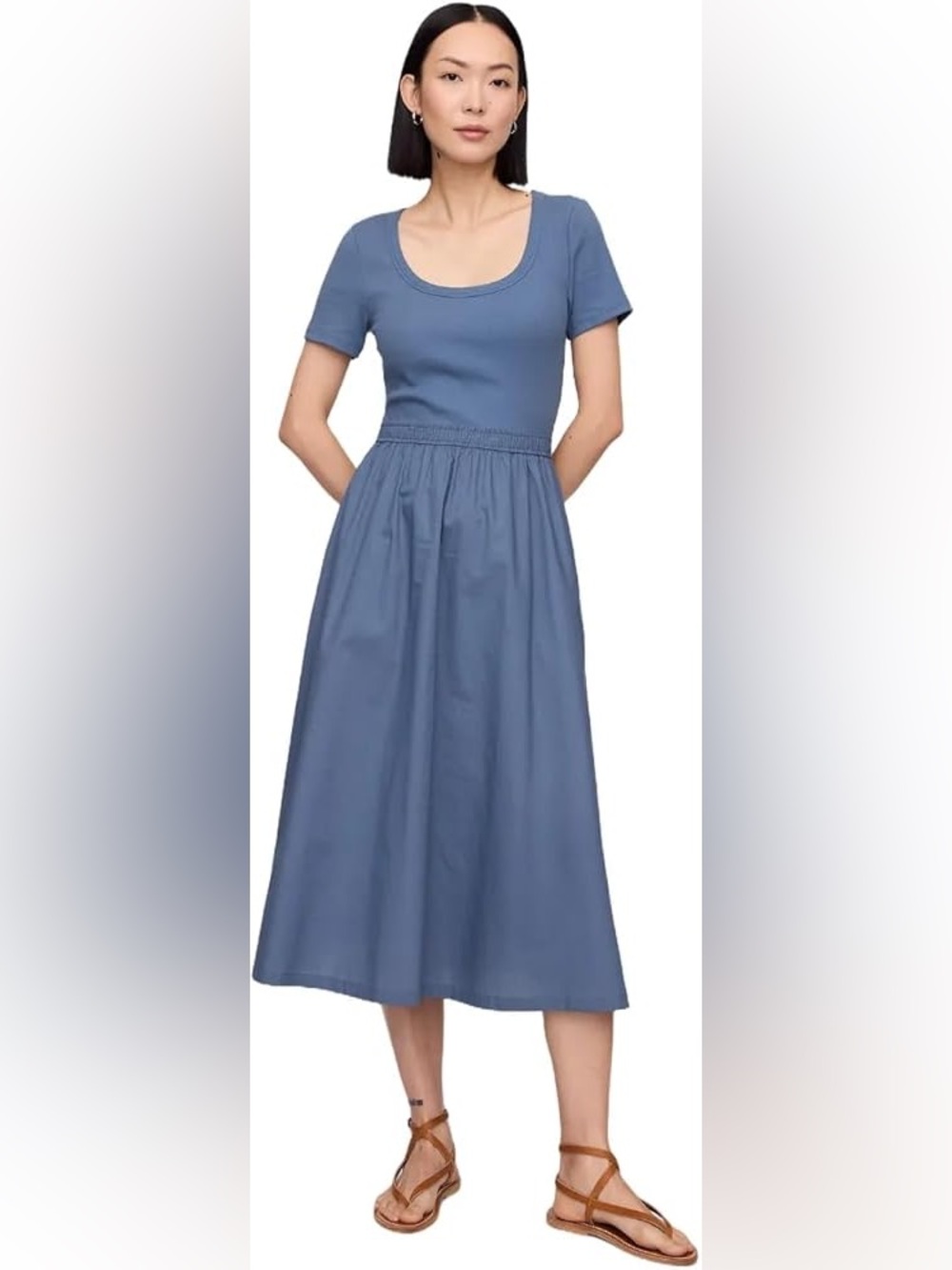 GAP Bainbridge Blue Scoopneck Midi Dress